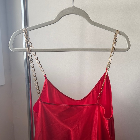 Vintage Red Slip Dress with Chain Straps - Picture 3 of 7